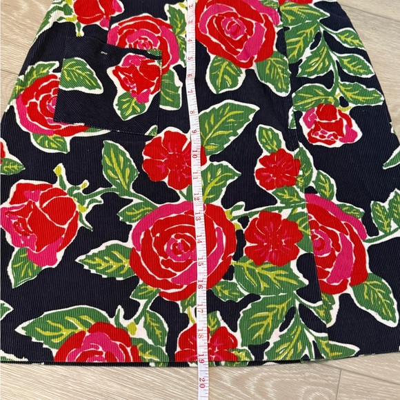 Vintage Lilly Pulitzer Floral Corduroy Mini Skirt Size 6—Red Rose Print - Picture 4 of 6